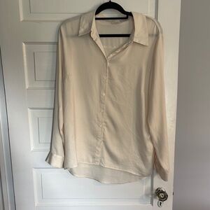 Venus Cream Button-Up Polyester Blouse